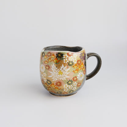 Kutani Ware Japanese Mug Cup - Gold Flower Hanazume