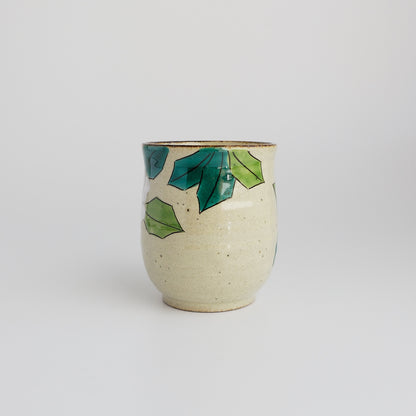 Kutani Ware Japanese Yunomi Tea Cup - White Camellia Bird