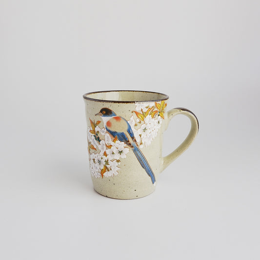 Kutani Ware Japanese Mug Cup - Yoshidaya Cherry Bird