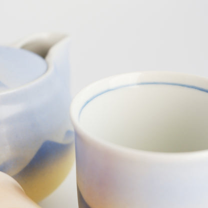 Kutani Ware Yunomi Kyusu Teapot Set - Sansui Mountainscape