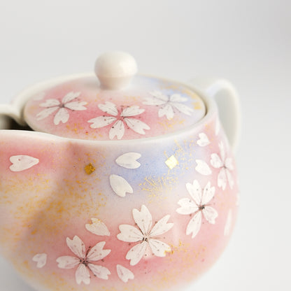 Kutani Ware Yunomi Kyusu Teapot Set - Sakura Flower Dance