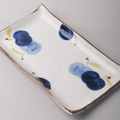 Hasami Rectangular Plate 21cm - Indigo Apple