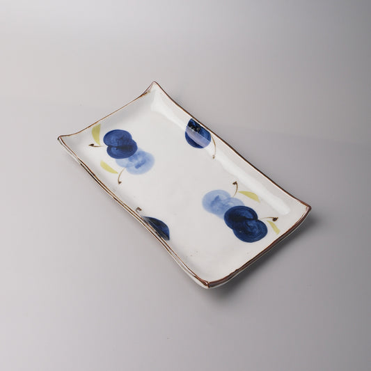 Hasami Rectangular Plate 21cm - Indigo Apple