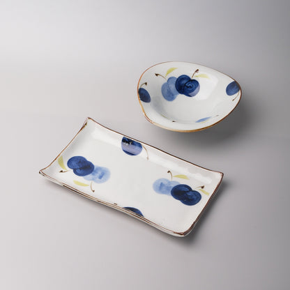 Hasami Rectangular Plate 21cm - Indigo Apple