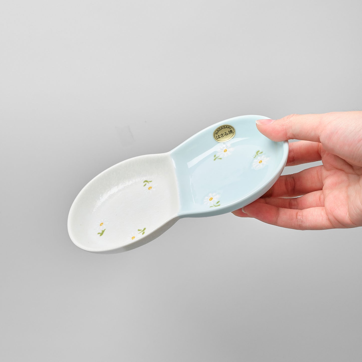 Hasami Ware Double Condiment Dish - Daisy (Blue)
