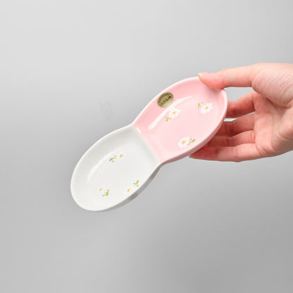 Hasami Ware Double Condiment Dish - Daisy (Pink)