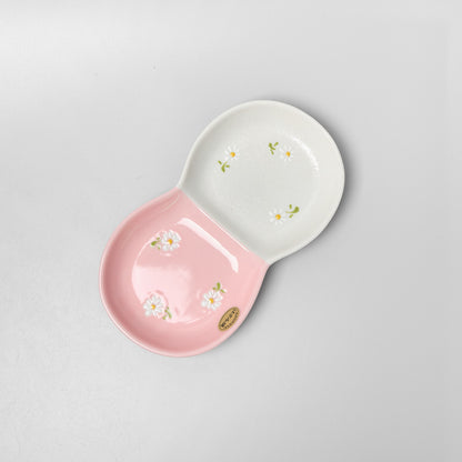 Hasami Ware Double Condiment Dish - Daisy (Pink)