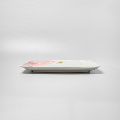 Hasami Ware Fuchidori Rectangle Plate - Daisy (Pink)