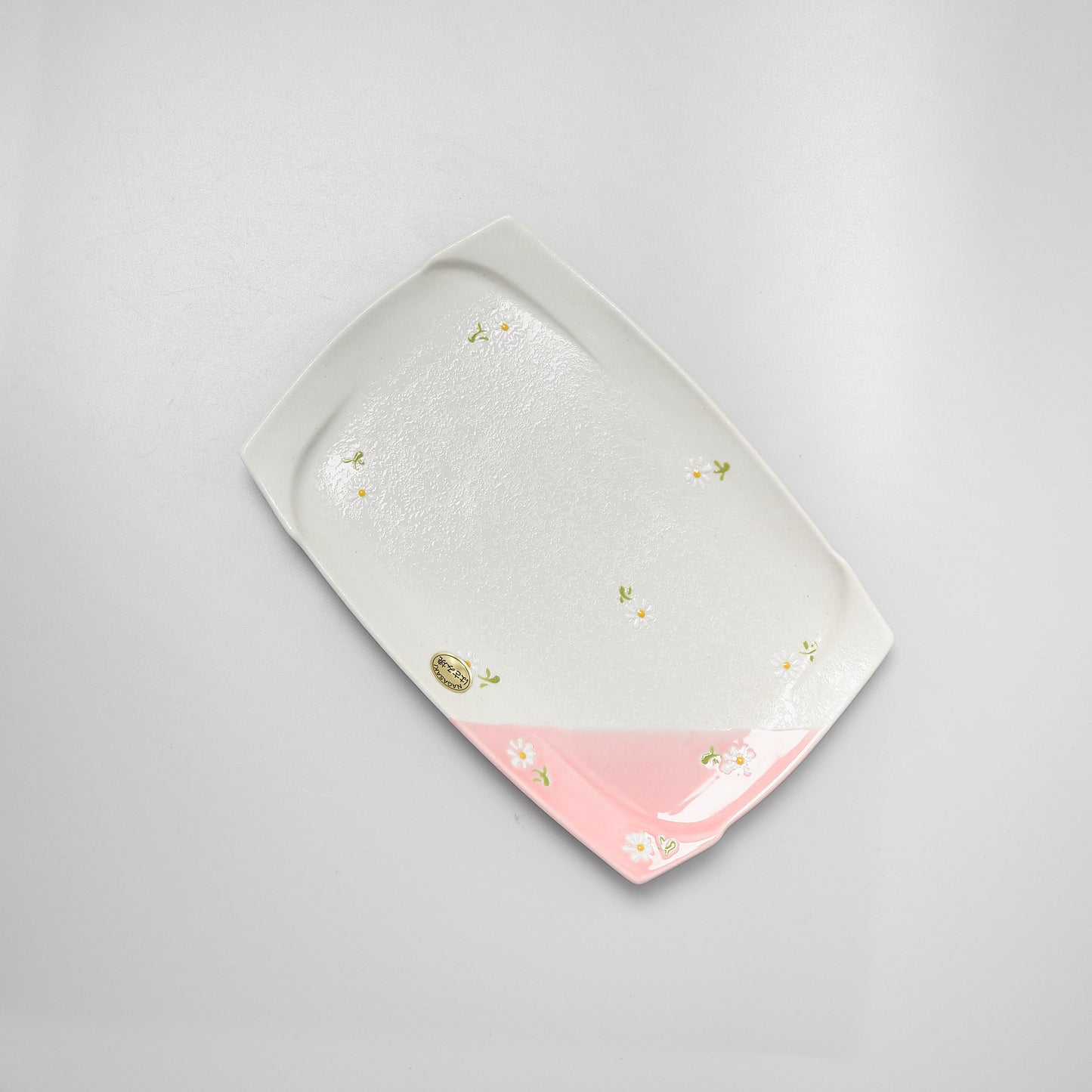 Hasami Ware Fuchidori Rectangle Plate - Daisy (Pink)