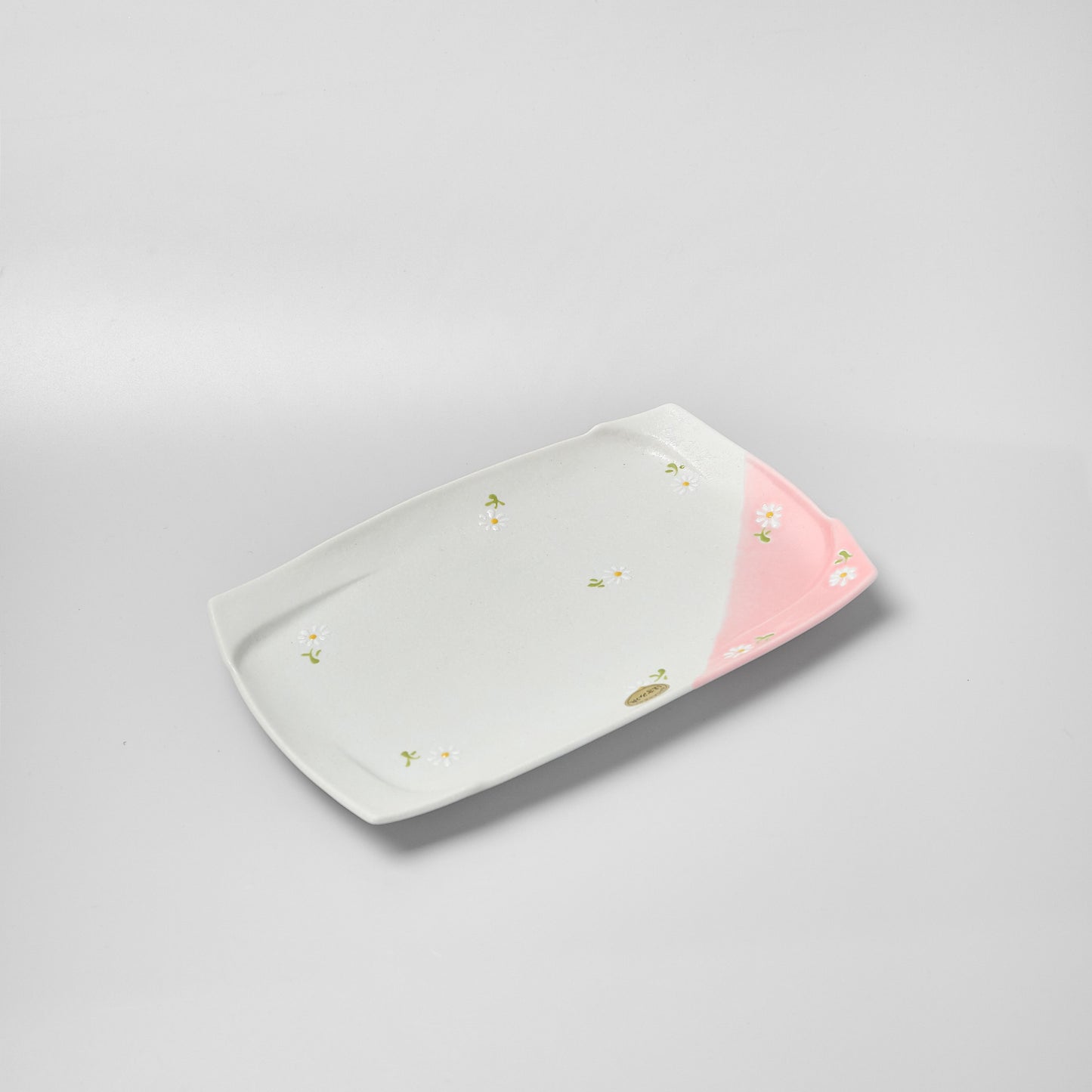 Hasami Ware Fuchidori Rectangle Plate - Daisy (Pink)