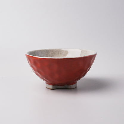 Hasami Ware Hand Painted RIce Bowl - Red Happy Cat
