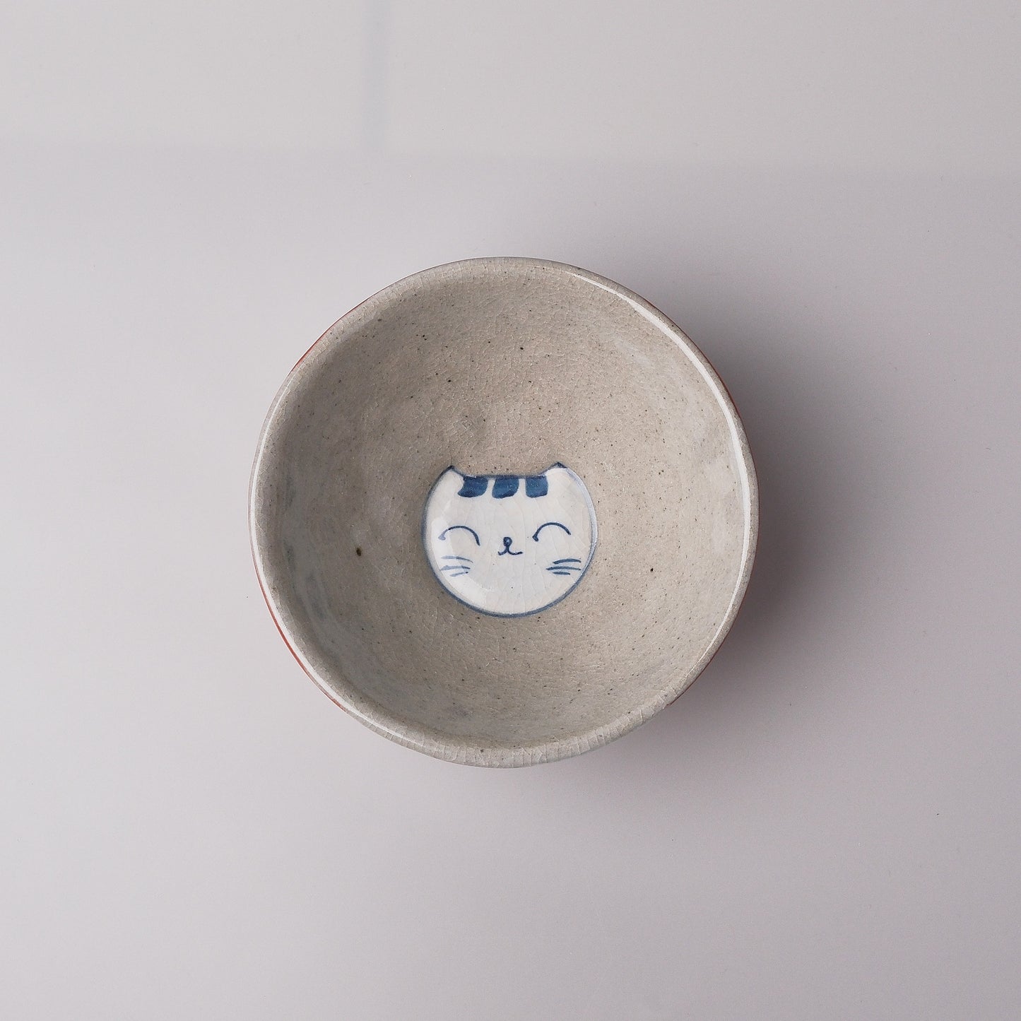 Hasami Ware Hand Painted RIce Bowl - Red Happy Cat