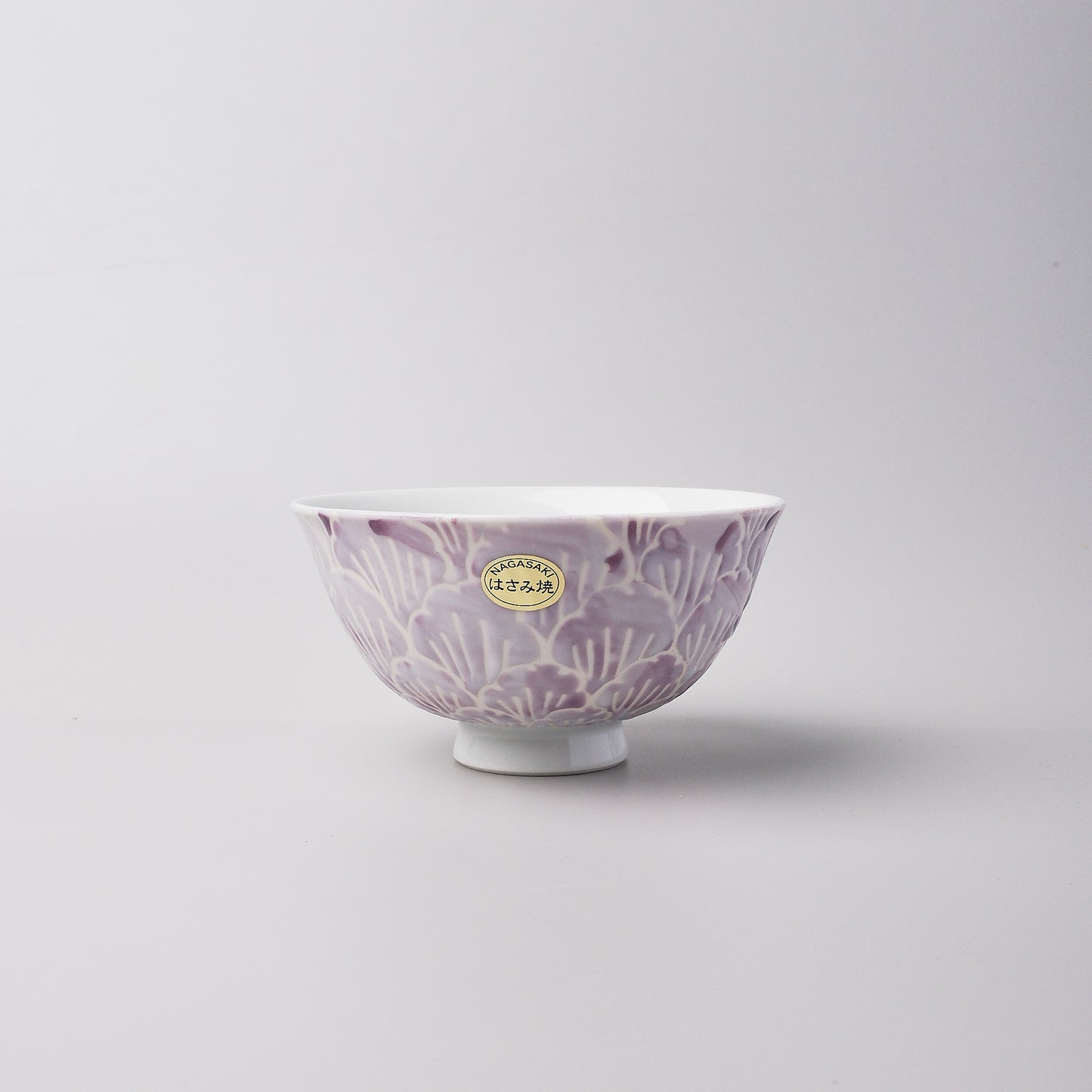 Hasami Ware Hand Painted Rice Bowl - Purple Flower Petal
