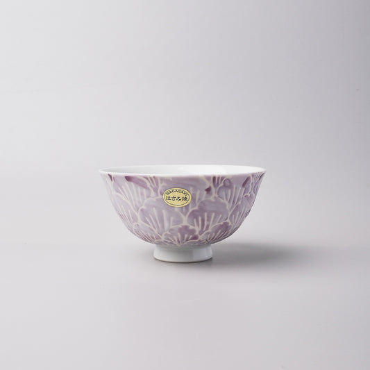 Hasami Ware Hand Painted Rice Bowl - Purple Flower Petal