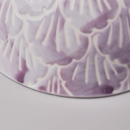 Hasami Ware Hand Painted Rice Bowl - Purple Flower Petal