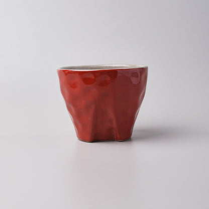 Hasami Ware Hand Painted Tea Cup - Red Happy Cat