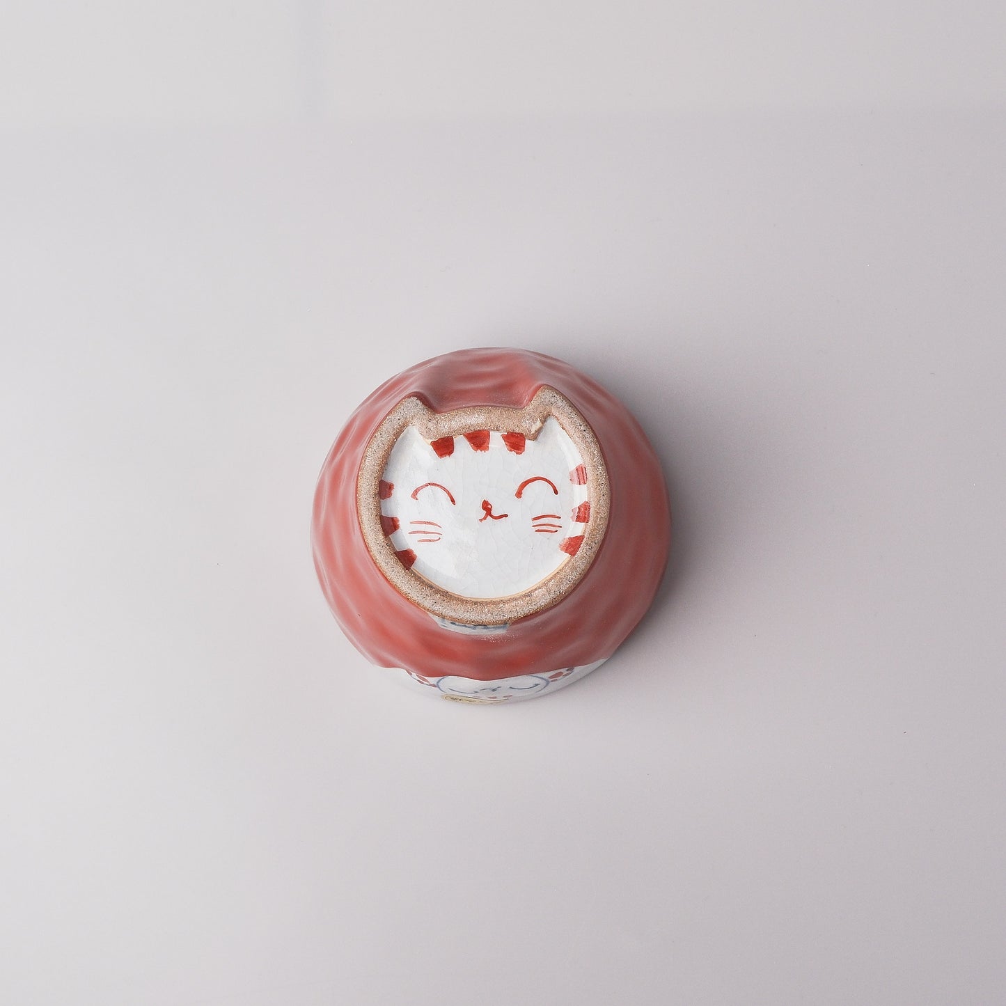 Hasami Ware Hand Painted Tea Cup - Red Happy Cat