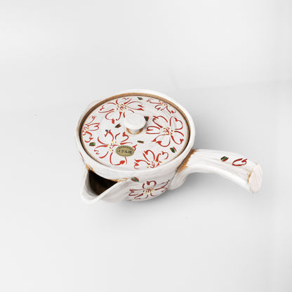 Hasami Ware Japanese Flat Kyusu Teapot - Hake Sakura