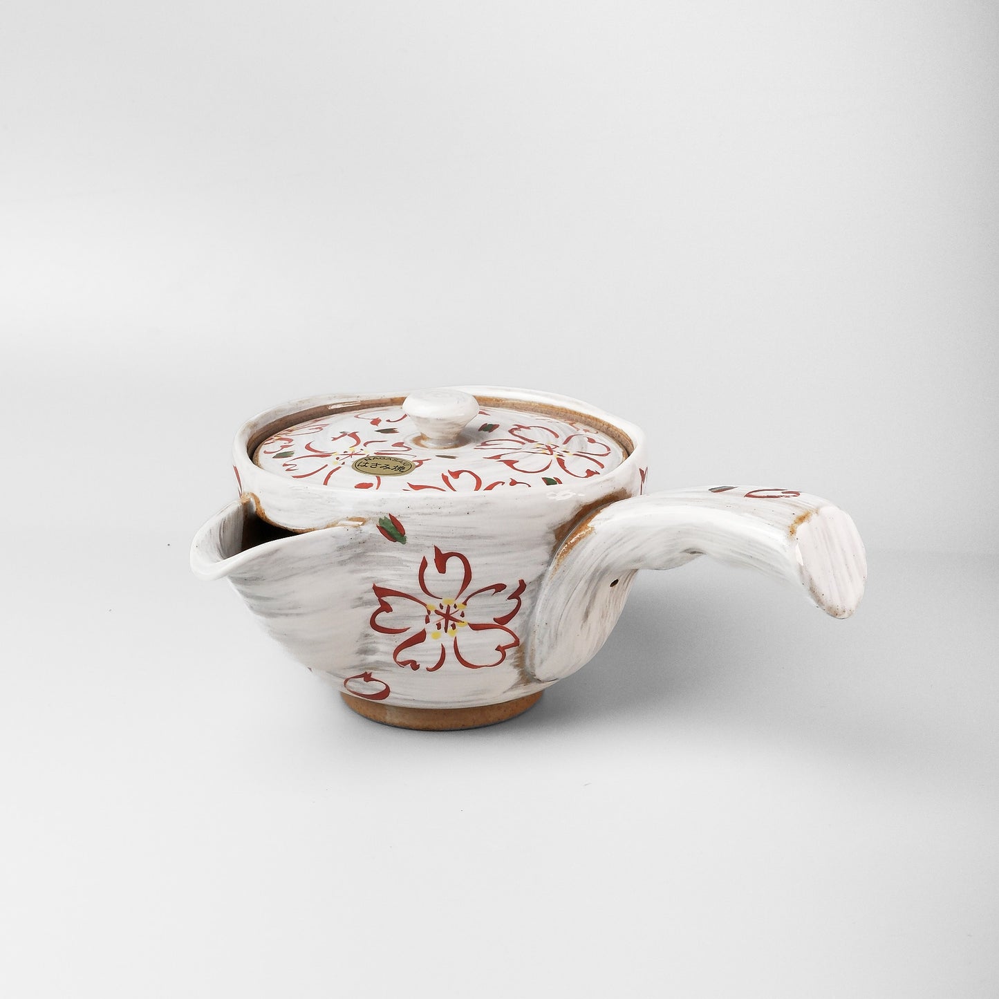 Hasami Ware Japanese Flat Kyusu Teapot - Hake Sakura