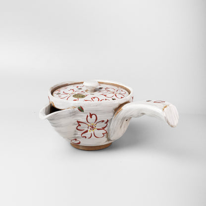 Hasami Ware Japanese Flat Kyusu Teapot - Hake Sakura
