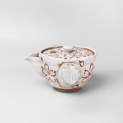 Hasami Ware Japanese Flat Kyusu Teapot - Hake Sakura