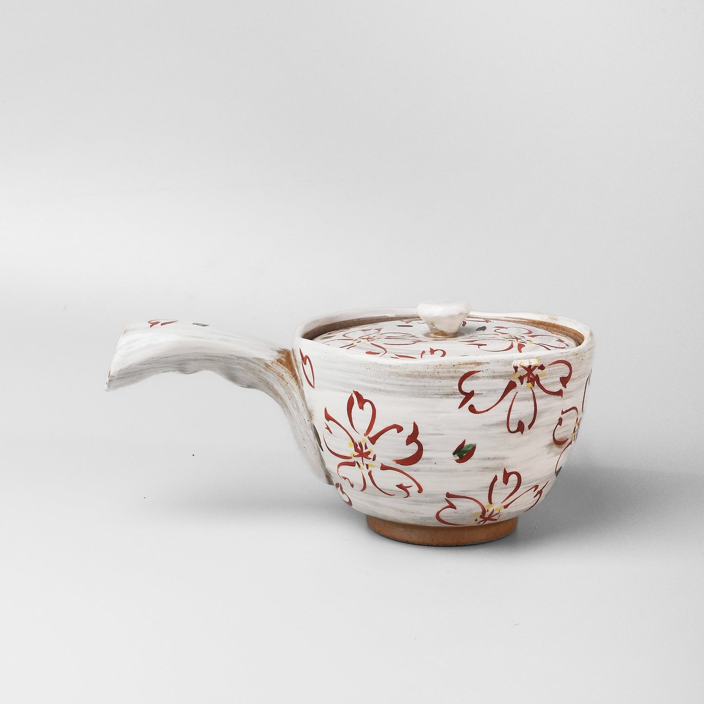 Hasami Ware Japanese Flat Kyusu Teapot - Hake Sakura