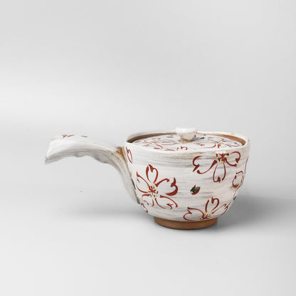 Hasami Ware Japanese Flat Kyusu Teapot - Hake Sakura
