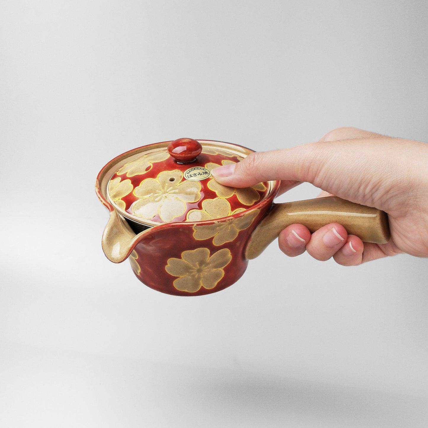 Hasami Ware Japanese Kyusu Teapot - Red Sakura