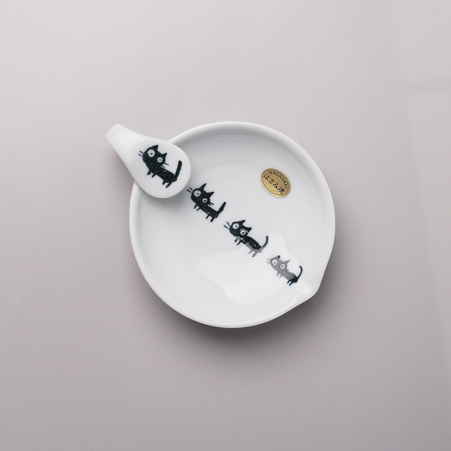 Hasami Ware Ladle Spoon Holder - Black Cat