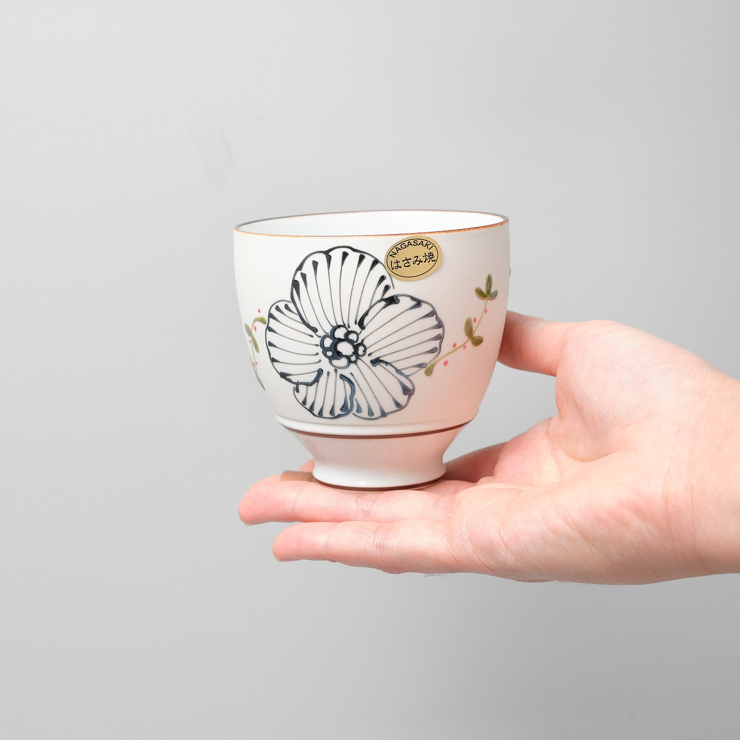 Hasami Ware Lustre Cup - Spring Flower (Black)