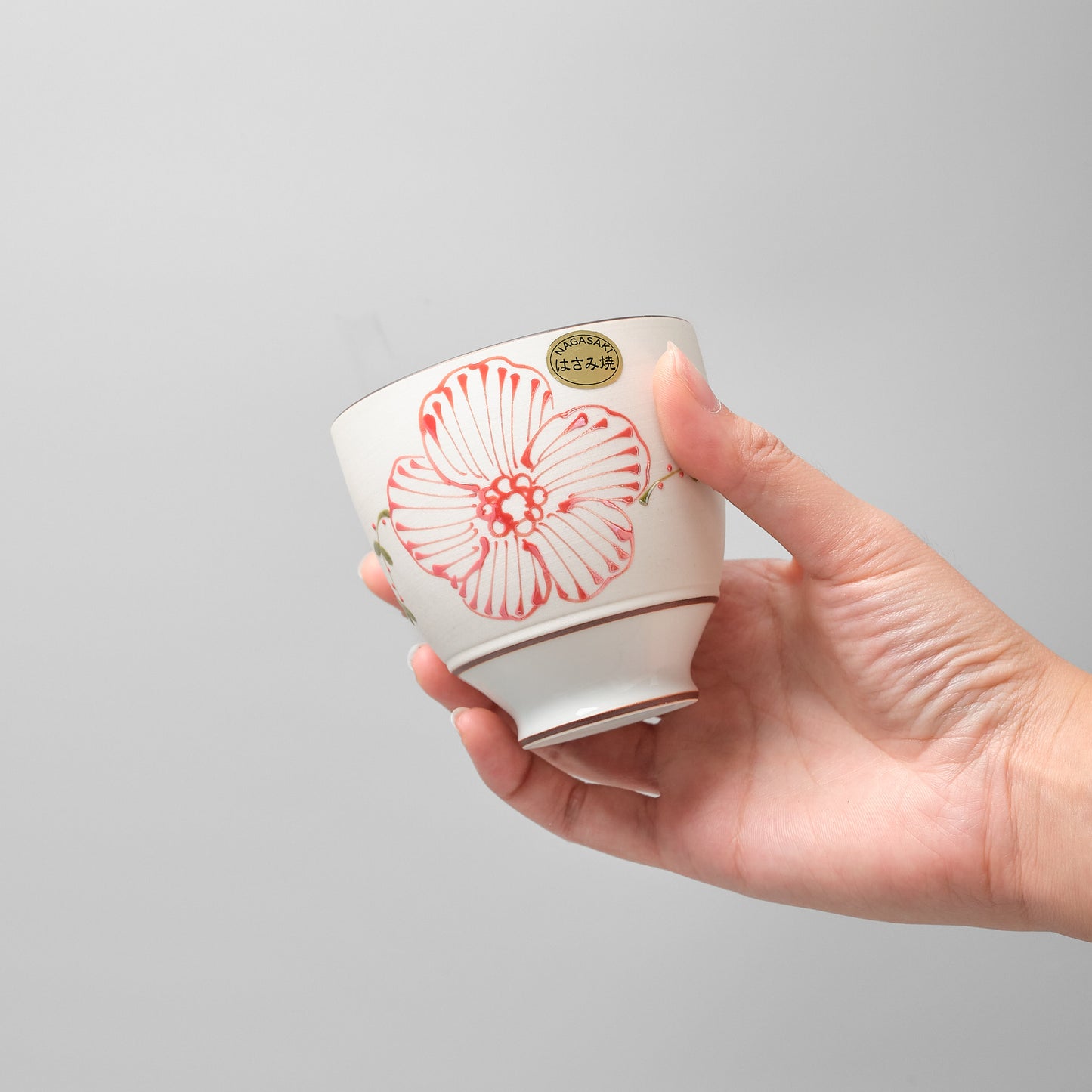 Hasami Ware Lustre Cup - Spring Flower (Red)
