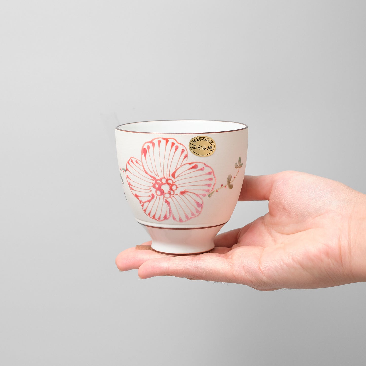 Hasami Ware Lustre Cup - Spring Flower (Red)