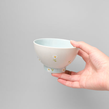 Hasami Ware Rice Bowl - Daisy (Blue)
