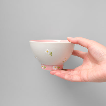 Hasami Ware Rice Bowl - Daisy (Pink)