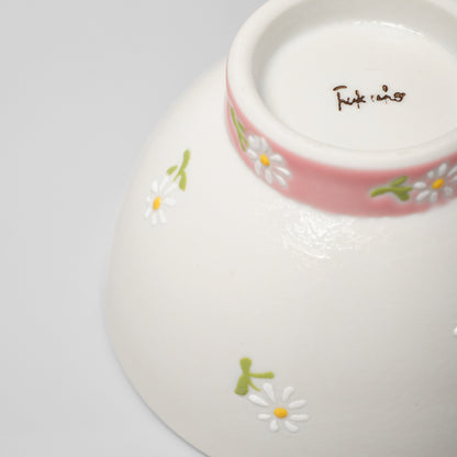 Hasami Ware Rice Bowl - Daisy (Pink)