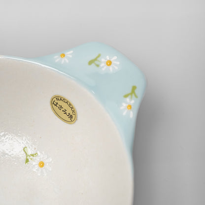 Hasami Ware Serving Bowl with Handle - Daisy (Blue)