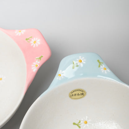 Hasami Ware Serving Bowl with Handle - Daisy (Blue)