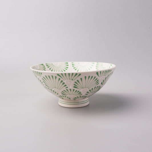 Hasami Ware Icchin Large Rice Bowl 13.5cm - Sen (Fan Shaped)