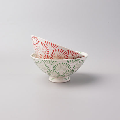 Hasami Ware Icchin Large Rice Bowl 13.5cm - Sen (Fan Shaped)