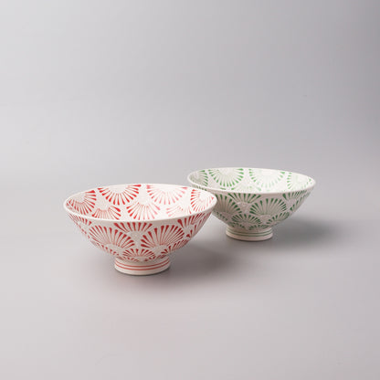Hasami Ware Icchin Large Rice Bowl 13.5cm - Sen (Fan Shaped)