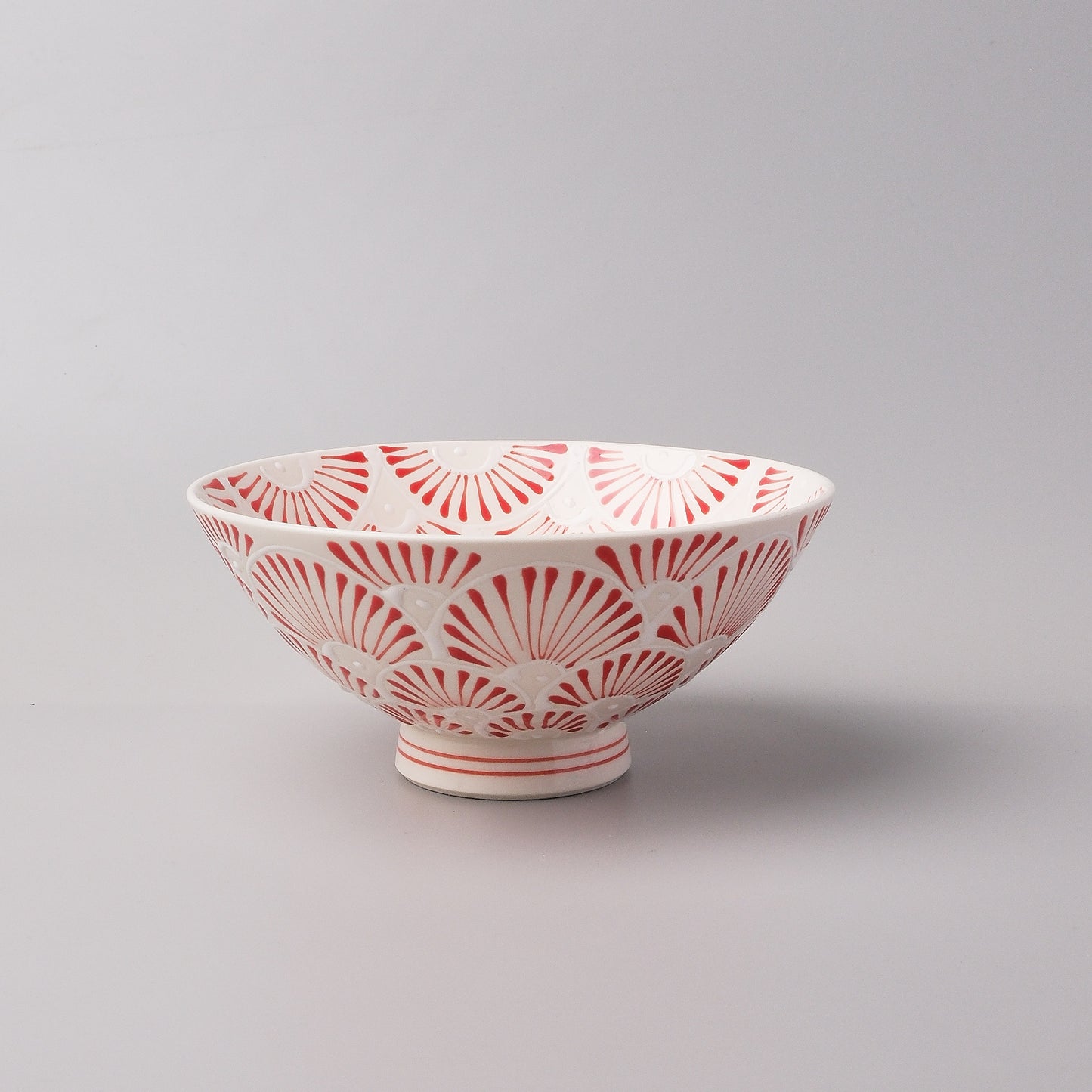 Hasami Ware Icchin Large Rice Bowl 13.5cm - Sen (Fan Shaped)