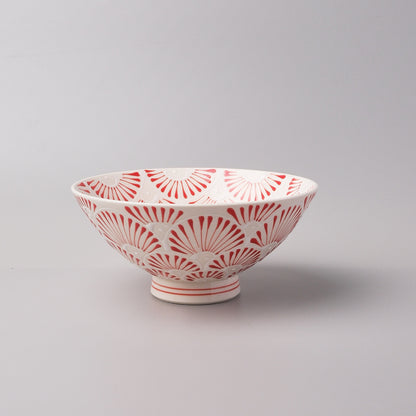 Hasami Ware Icchin Large Rice Bowl 13.5cm - Sen (Fan Shaped)