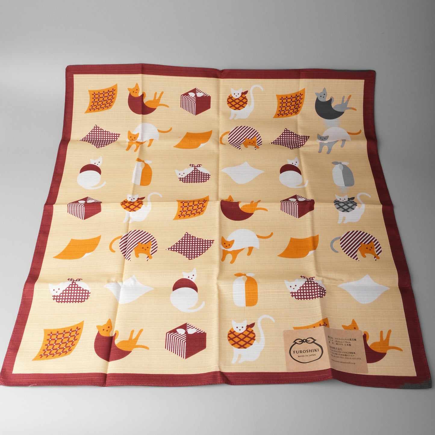 Japanese Cotton Furoshiki Wrapping Cloth 50cm - Wrapped Cats