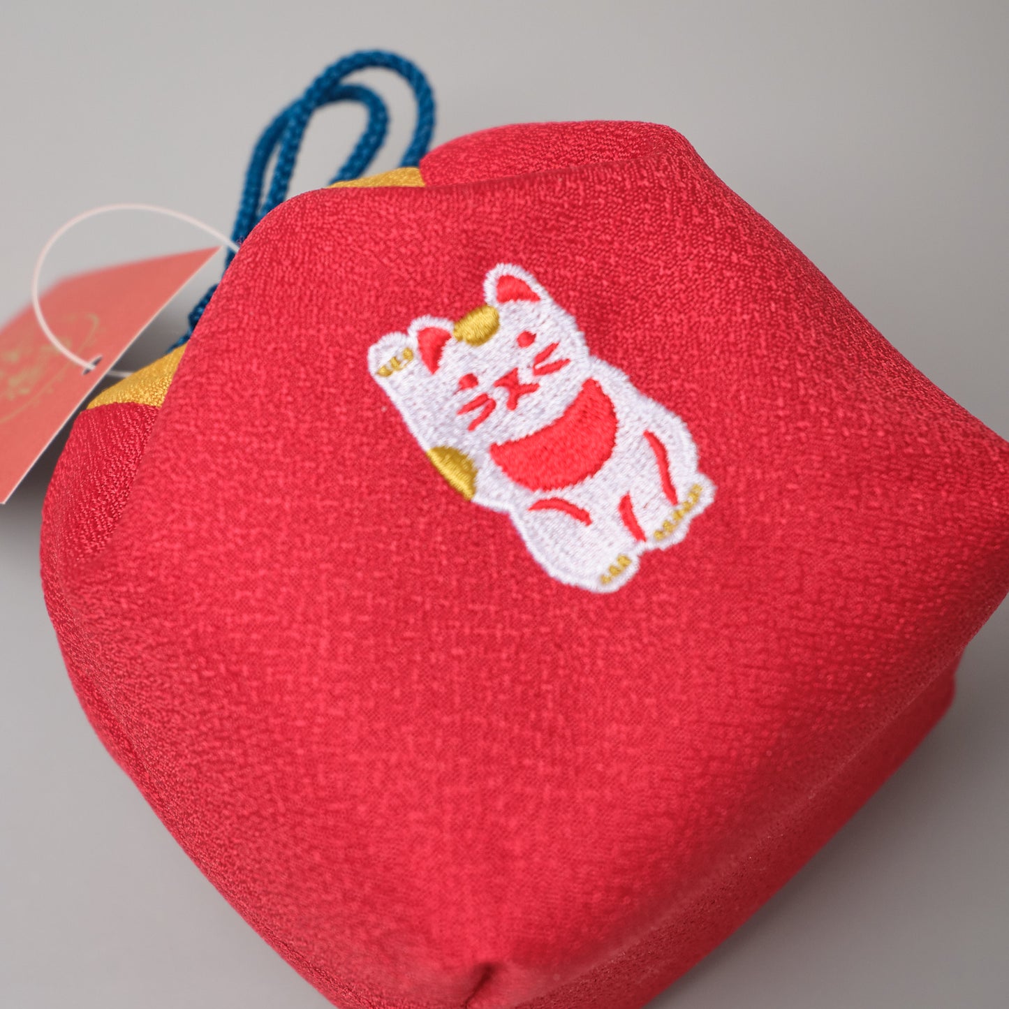 Japanese Enfuku Kinchaku Drawstring Pouch - Beckoning Cat
