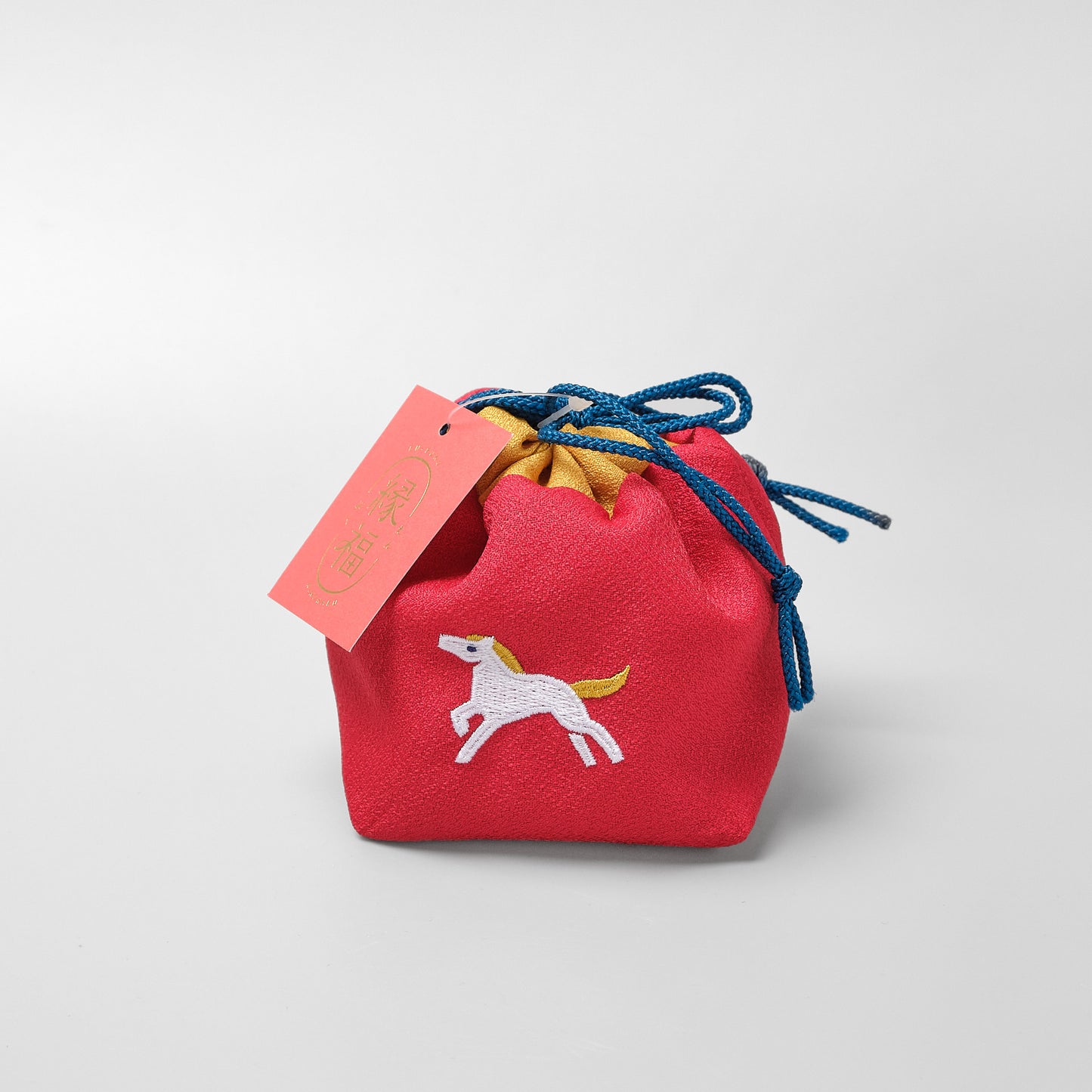 Japanese Enfuku Kinchaku Drawstring Pouch - Zodiac Horse