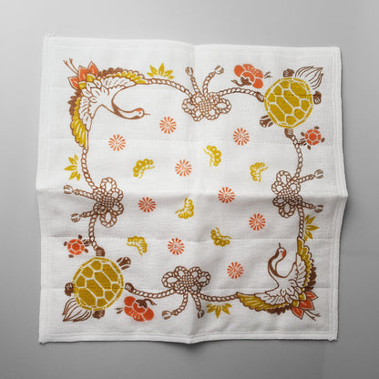 Japanese Kaya Dishcloth - Golden Crane and Tortoise