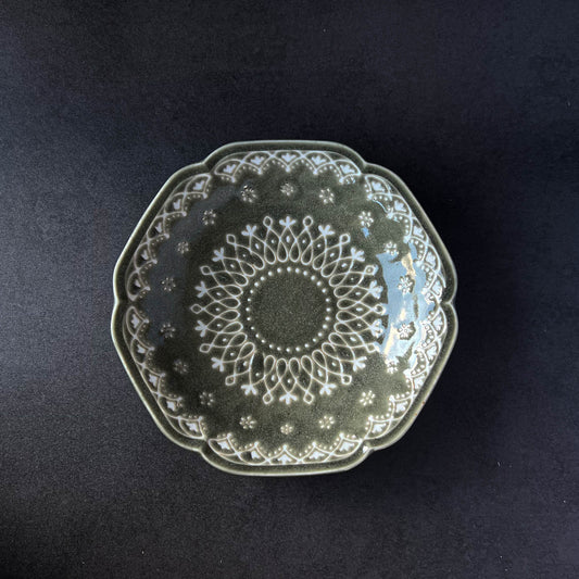 LA DENTELLE Deep Plate 21.5cm - Green / Grey / Brown / White