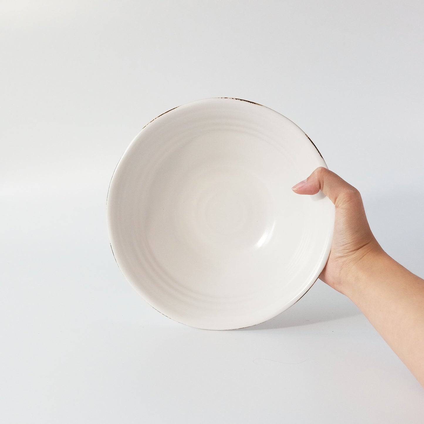 Handmade Porcelain Ramen Noodle Large Bowl 21cm - Rusty White