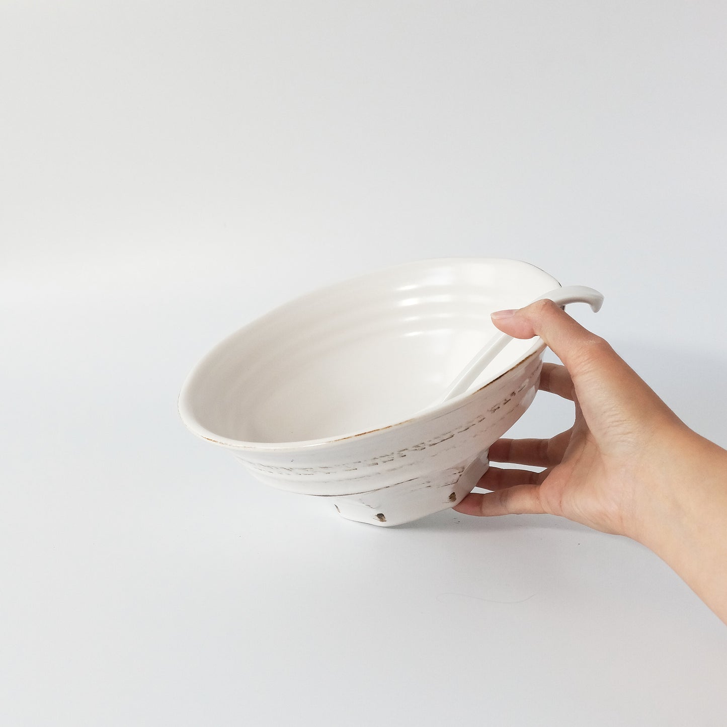 Handmade Porcelain Ramen Noodle Large Bowl 21cm - Rusty White