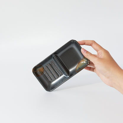 Condiment Sauce Dish with Grater - Black Iron